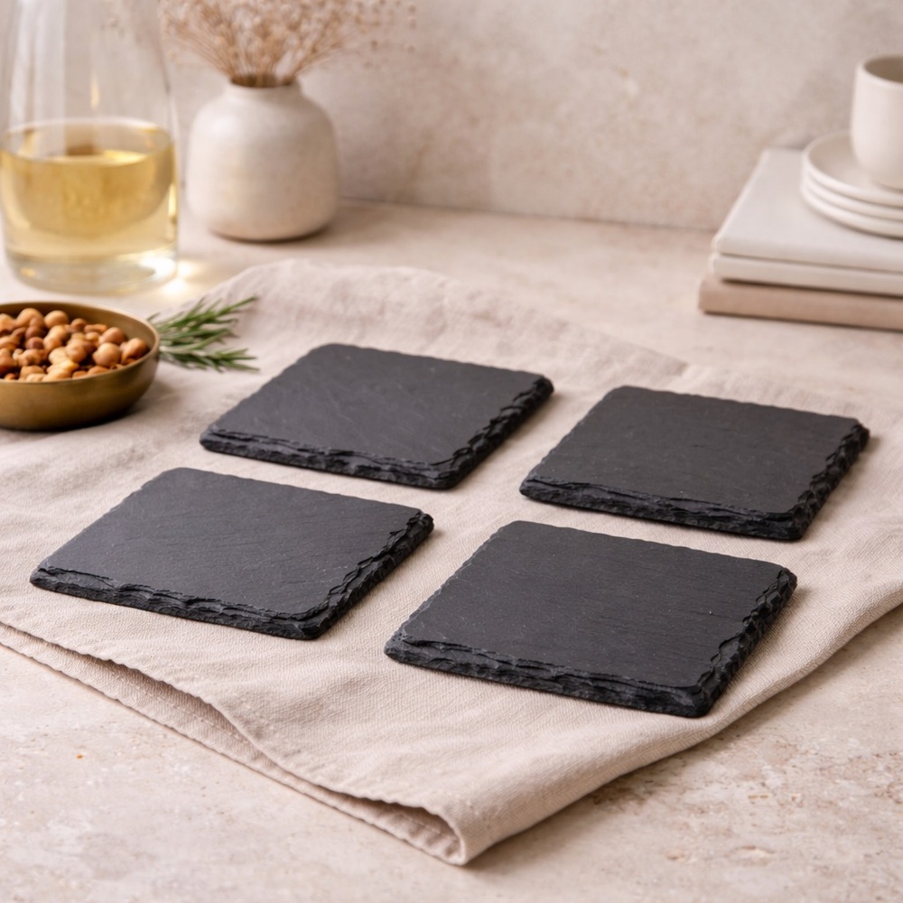 CANVAS Square Charcoal Slate Drink Coasters